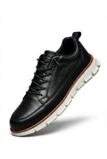 Black Chunky Sole Lace-up Casual Sneakers - Lace-up shoes - Photo 1
