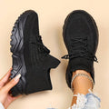 Black Chunky Sole Lace-up Sock Sneakers - Photo 7