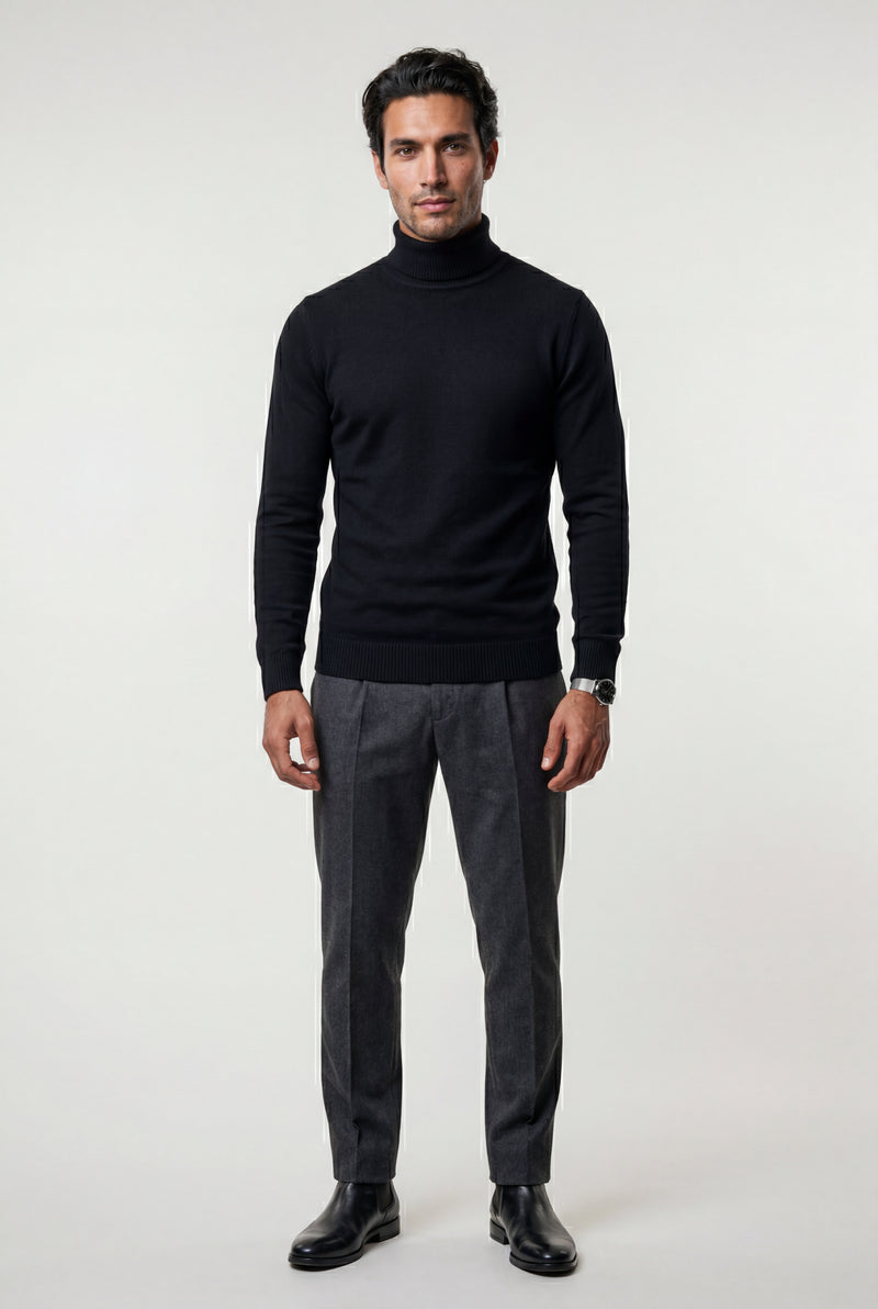 Black Classic Slim Fit Turtleneck Sweater - Photo 1