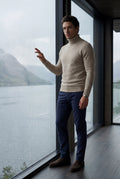 Beige Classic Slim Fit Turtleneck Sweater - Photo 12