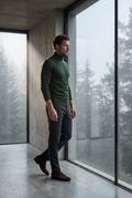 Dark Green Classic Slim Fit Turtleneck Sweater - Photo 13