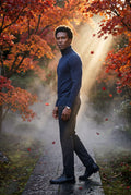 Navy Blue Classic Slim Fit Turtleneck Sweater - Photo 16