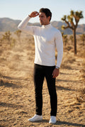 White Classic Slim Fit Turtleneck Sweater - Photo 19