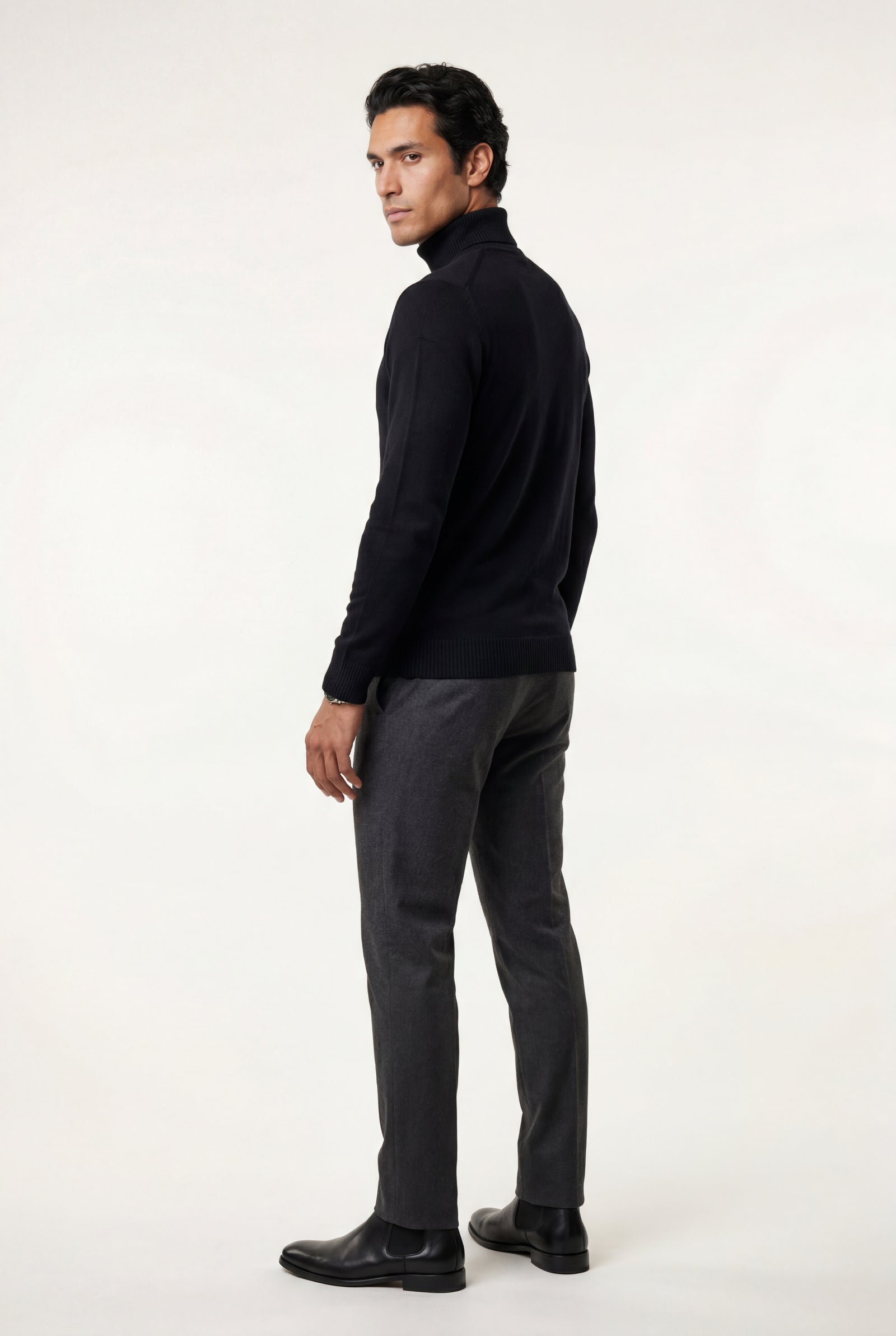 Black Classic Slim Fit Turtleneck Sweater - Photo 2