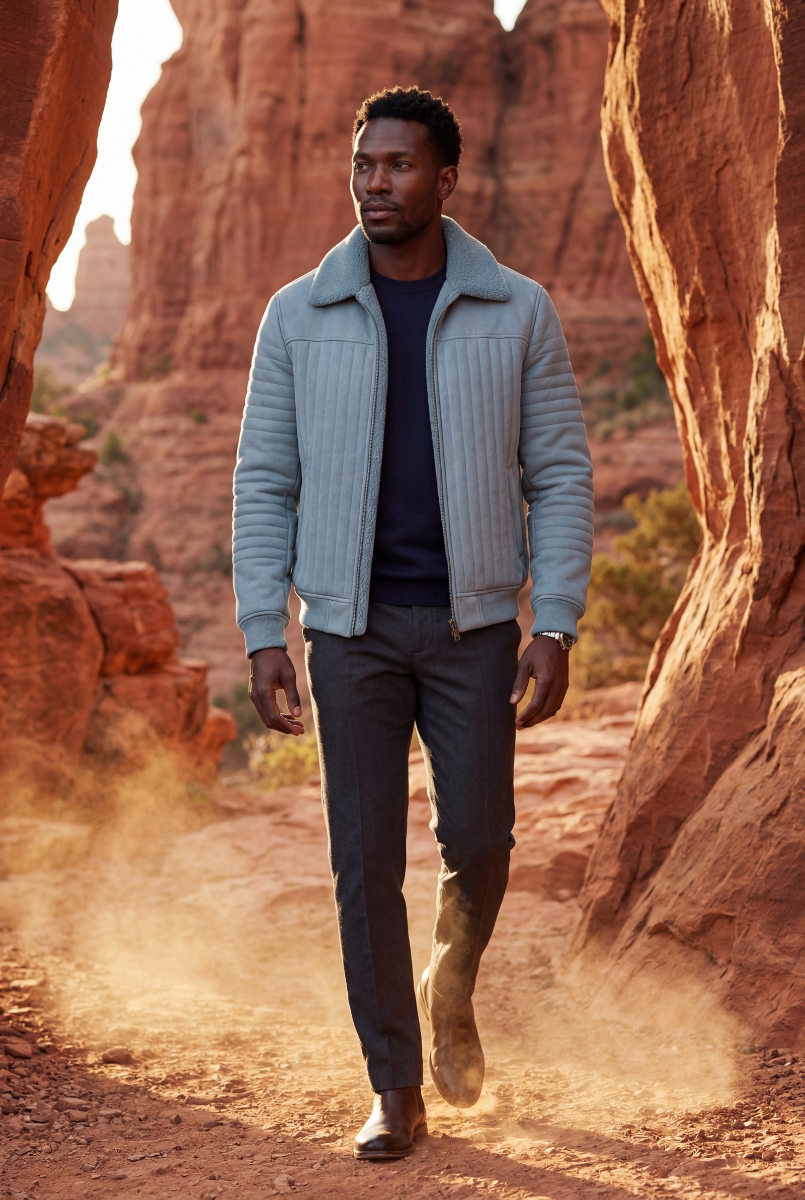 Blue Collar Bomber Jacket with Ribbed Sleeves - Winter jackets - Photo 10