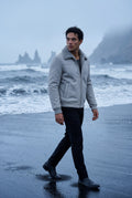 Gray Collar Bomber Jacket with Ribbed Sleeves - Winter jackets - Photo 14