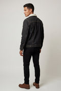 Black Collar Classic Trucker Jacket with Full Lining - Denim jacket - Photo 2
