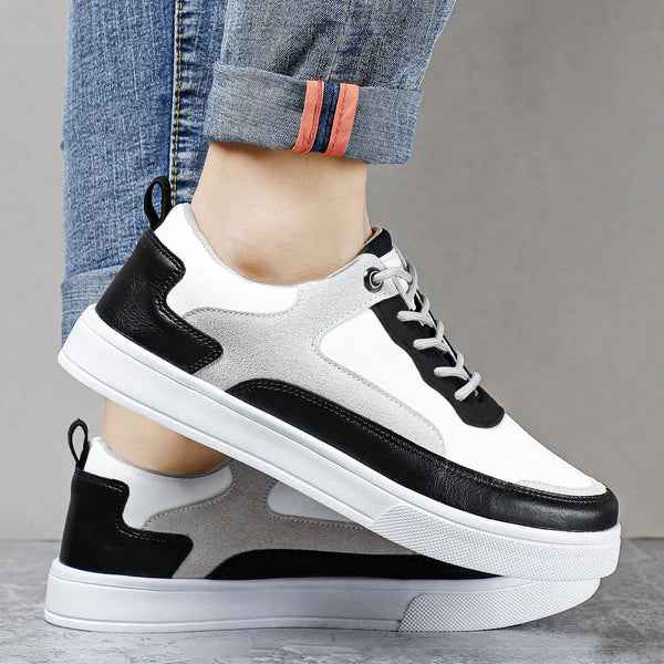 Black Color-block Low-top Lace-up Sneakers - Smart casual footwear - Photo 4