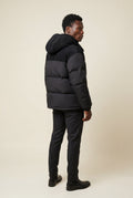 Black Colorblock Panel Hooded Puffer Jacket - Hooded jackets - Photo 3