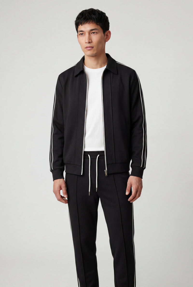 Black Contrast Side Stripe Track Jacket and Jogger Set - Sports set - Photo 1