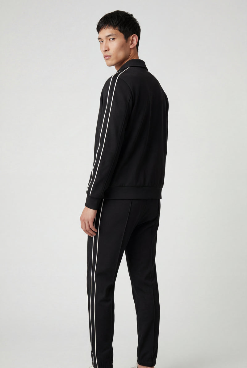 Black Contrast Side Stripe Track Jacket and Jogger Set - Sports set - Photo 2