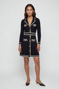 Black Contrast Trim Button-front Tailored Mini Dress - Photo 2