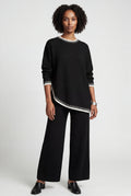 Black Contrast Trim Relaxed Lounge Set - Photo 3