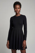 Black Crew Neck Long Sleeve Fit and Flare Mini Dress - Photo 4