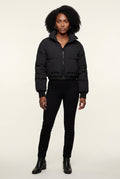 Black Cropped High-collar Quilted Puffer Jacket - Puffer jackets - Photo 6