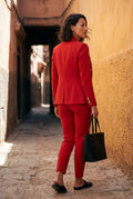 Red Double-breasted Blazer and Slim Trouser Suit Set - Photo 17
