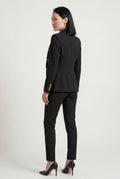 Black Double-breasted Blazer and Slim Trouser Suit Set - Photo 2
