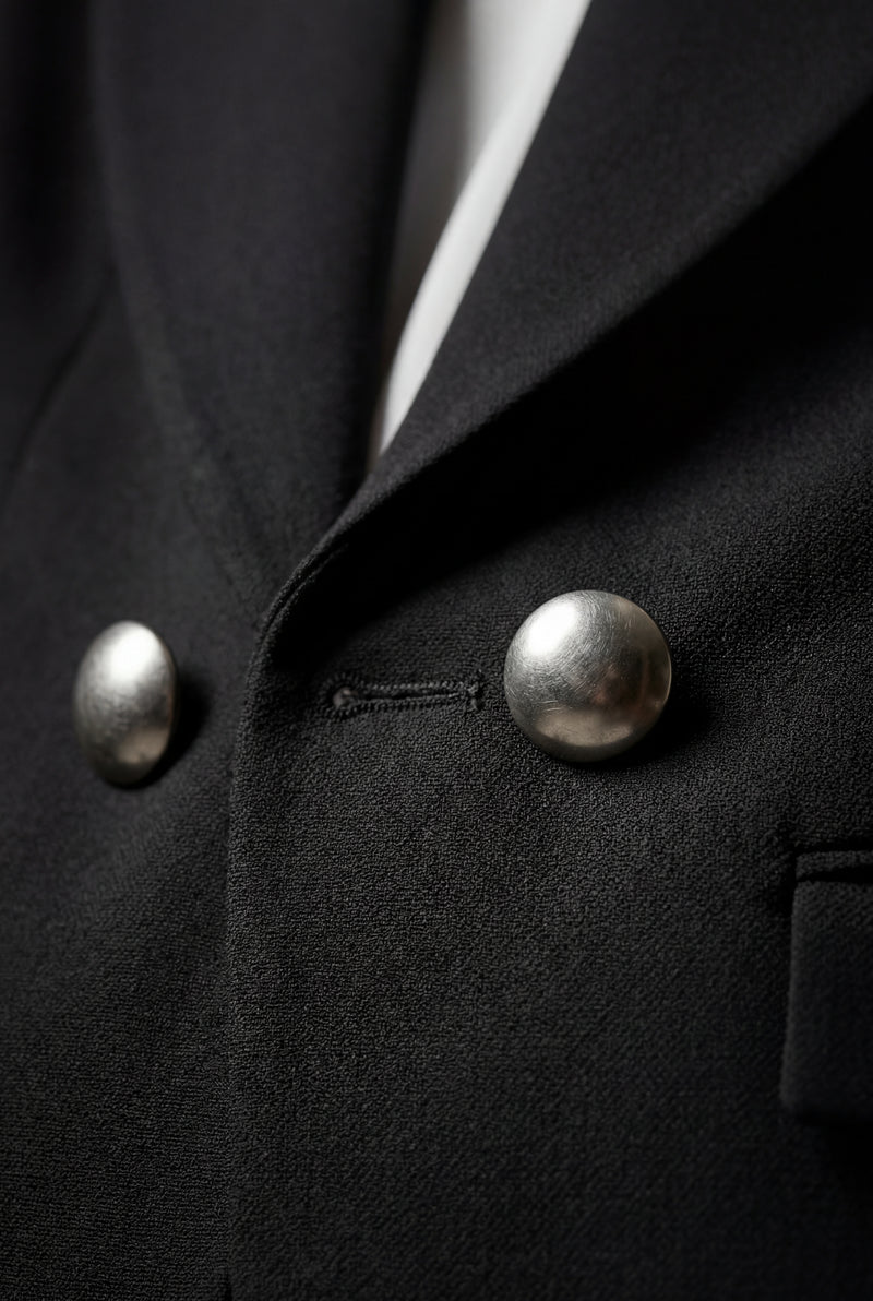 Black Double-breasted Blazer and Slim Trouser Suit Set - Photo 3