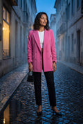 Pink Double-breasted Classic Fit Blazer with Notched Lapel - Photo 11