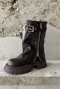 Faux Leather Platform Boots in Black — side