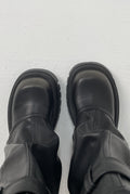 Faux Leather Platform Boots in Black — detail