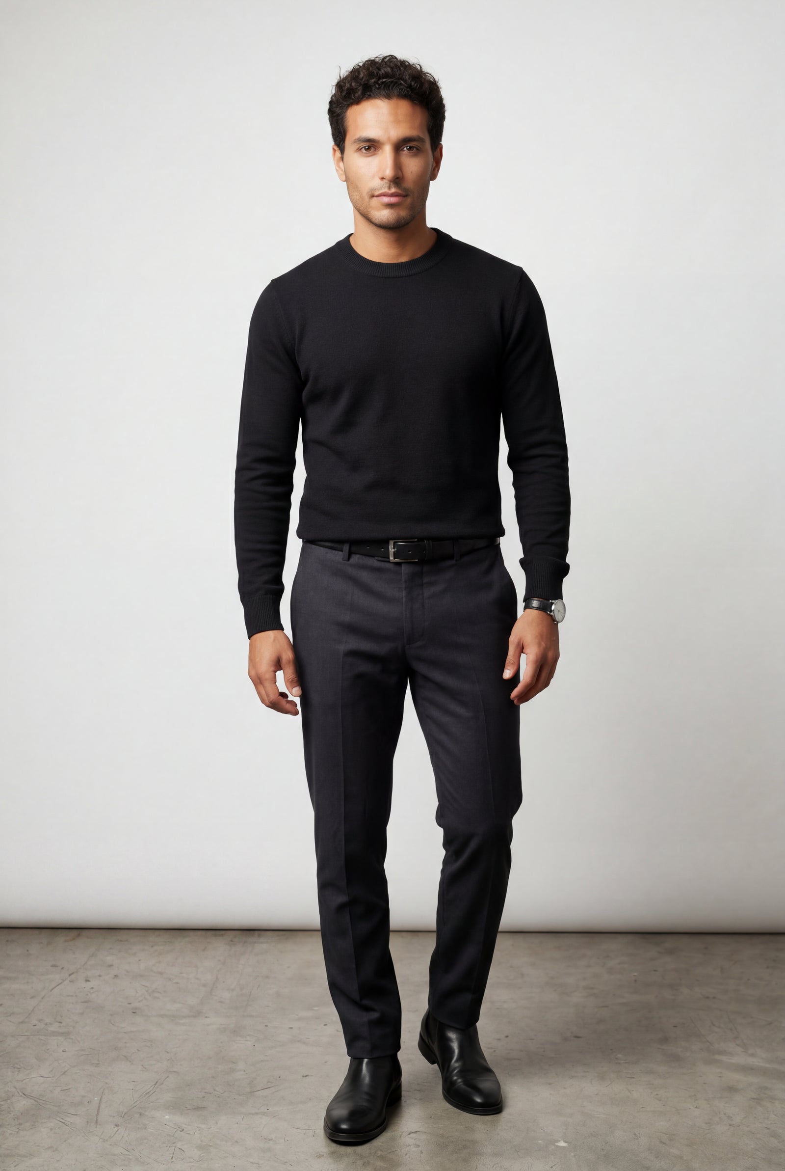 Black Fine Classic Fit Crewneck Sweater - Classic fit sweater - Photo 18