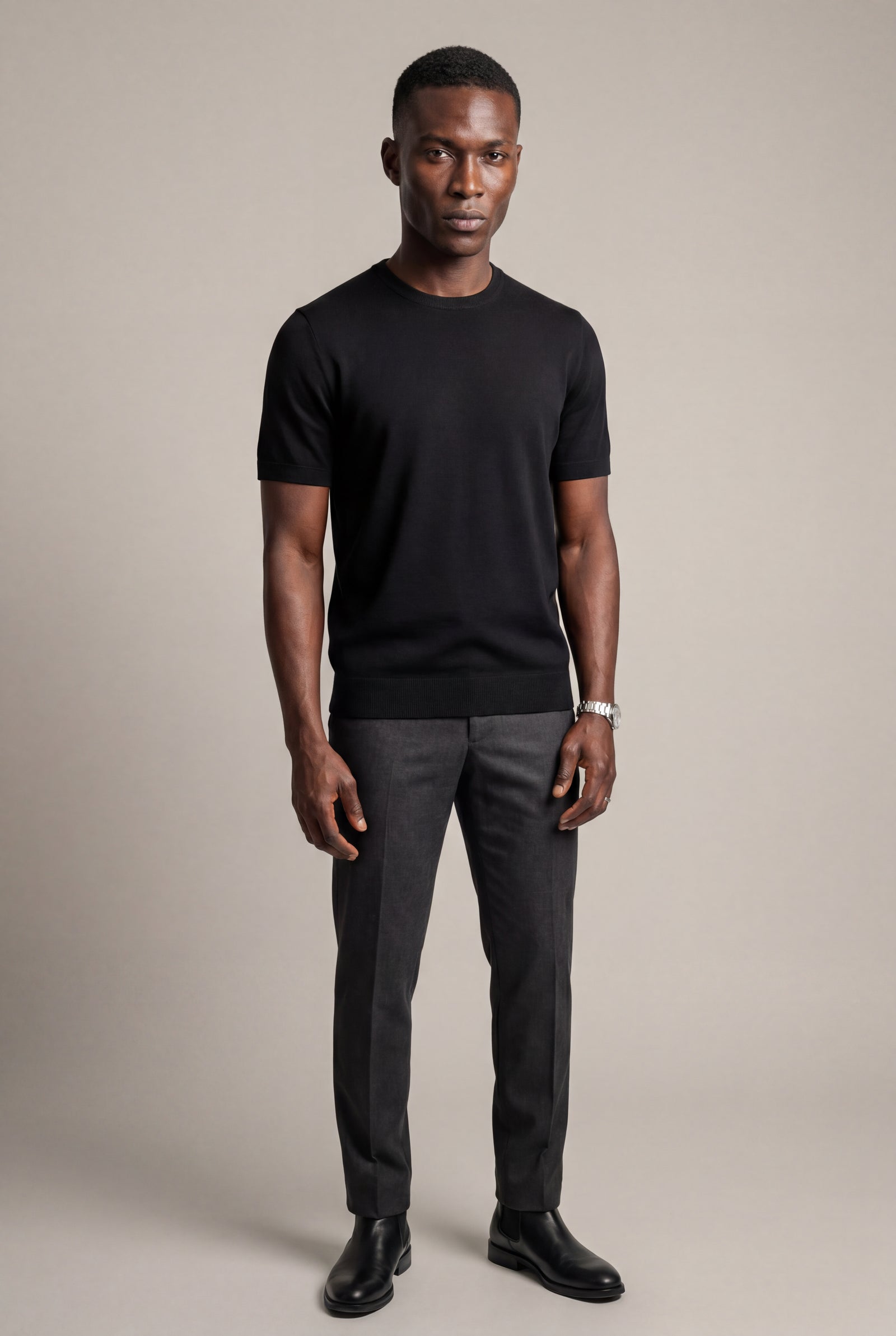 Black Fine Relaxed Fit Short Sleeve T-shirt - Relaxed fit t-shirt - Photo 2