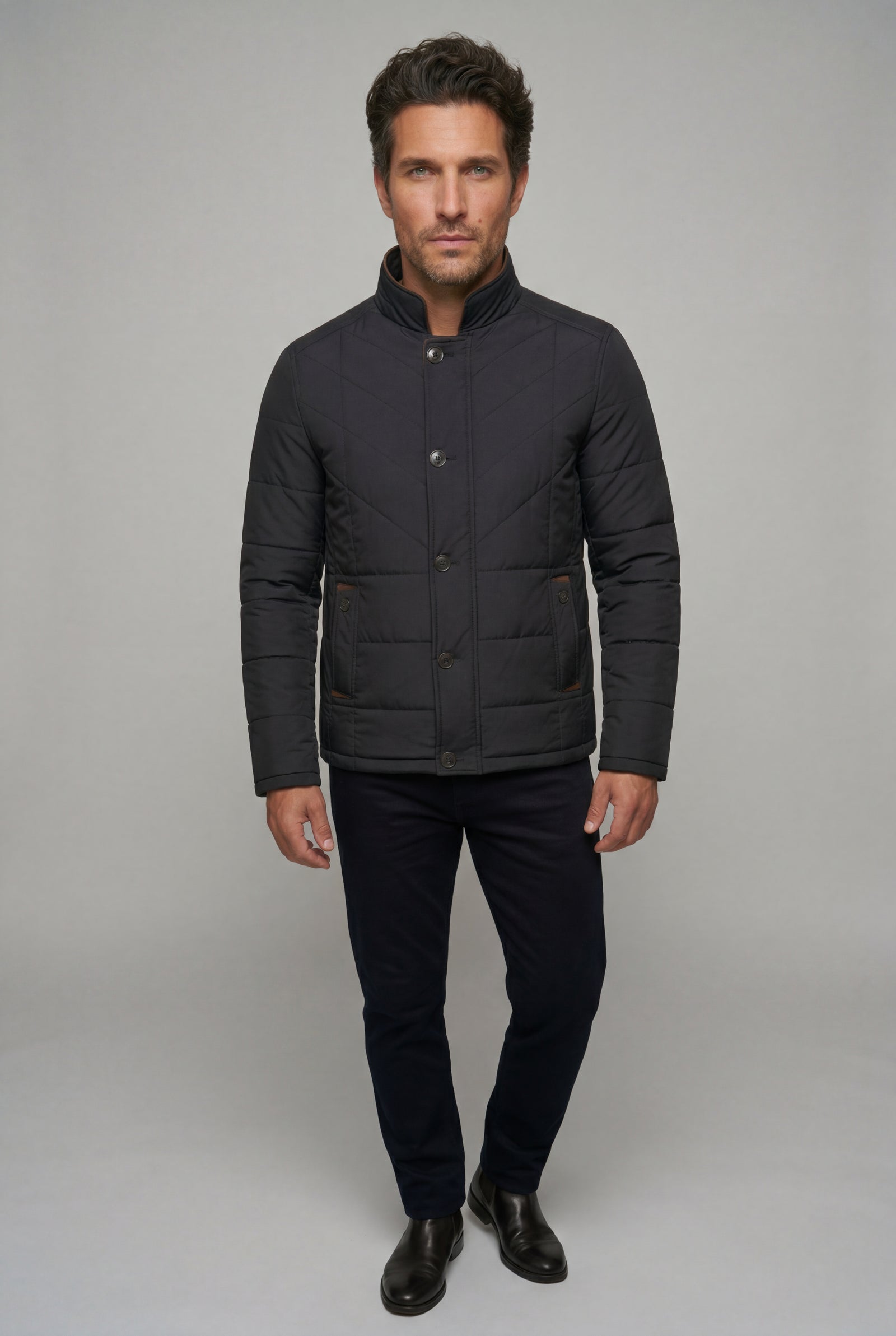 Black Fitted Quilted Hip-length Winter Jacket - Winter jackets - Photo 6