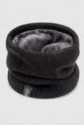 Fleece-Lined Neck Gaiter in Black — studio front
