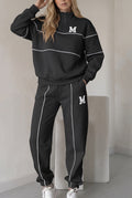 Fleece Loungewear Set in Black — studio front