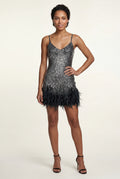Black Fringe Feather-trim Mini Cocktail Dress - Mini dress - Photo 12