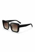 Black Glossy Black Oversized Angular Cat Eye Sunglasses - Oversized sunglasses - Photo 1