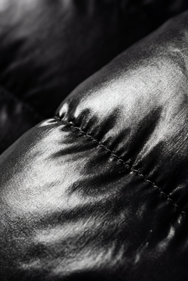 Black Glossy Boxy Puffer Hooded Jacket with Insulated Hood - Hooded jackets - Photo 4