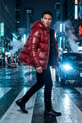Red Glossy Boxy Puffer Hooded Jacket with Insulated Hood - Hooded jackets - Photo 7
