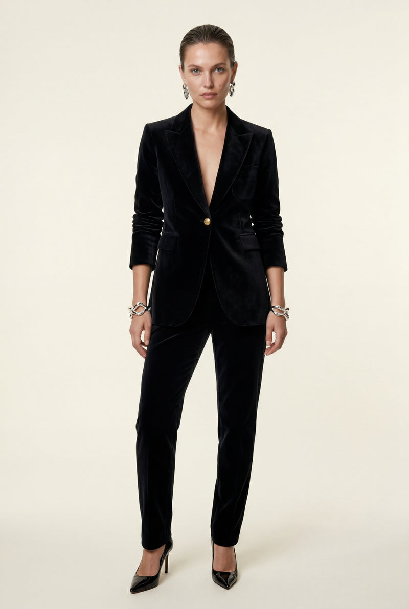 Black Gold Button Tailored Single-breasted Blazer - Blazers - Photo 3