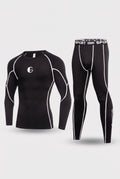Fleece Lined Base Layer Set in Black Grey — studio front