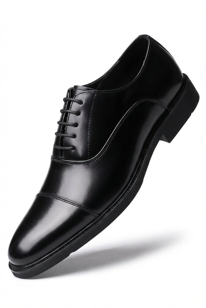 Black High-gloss Cap Toe Oxford Dress Shoes - Oxford shoes - Photo 1