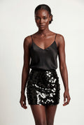 Black High-shine Fitted Mini Skirt - Midi skirt - Photo 5