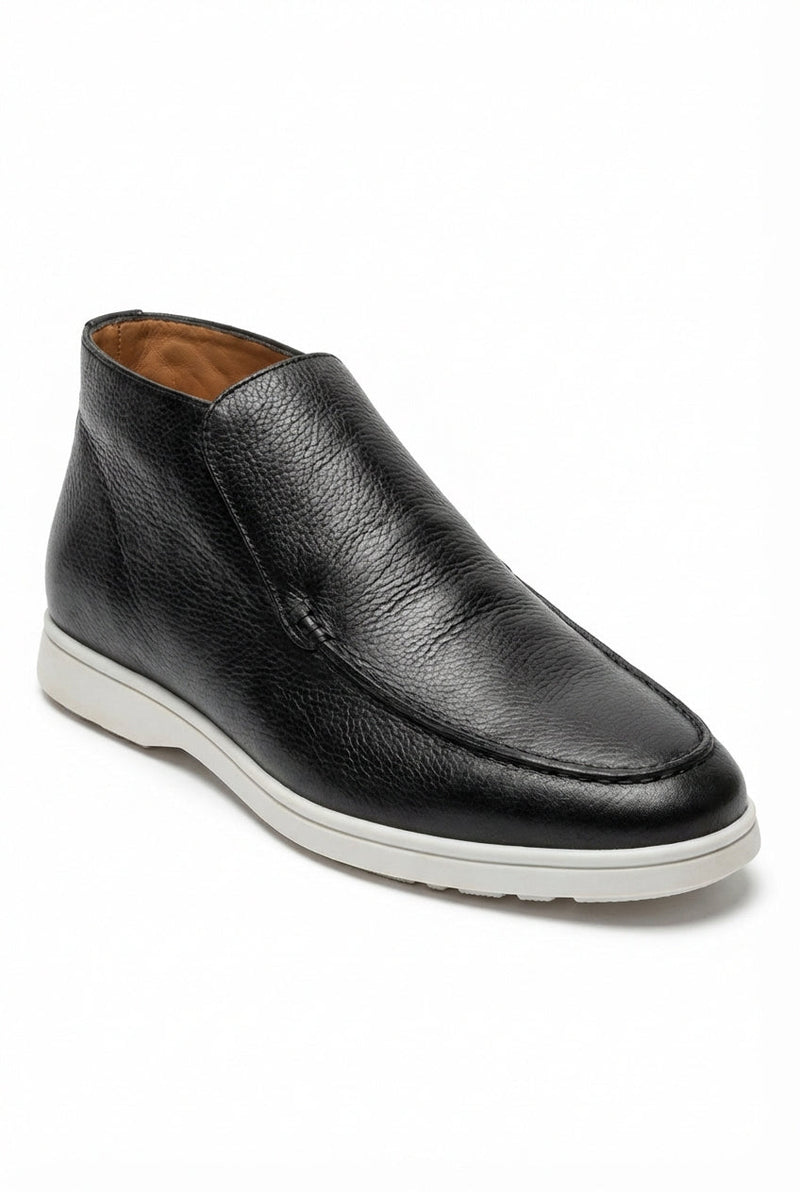 Black High-top Slip-on Loafers with Contrast White Sole - Photo 1