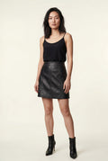 Black High-waisted Black A-line Pleather Mini Skirt - Photo 1