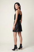Black High-waisted Black A-line Pleather Mini Skirt - Photo 2