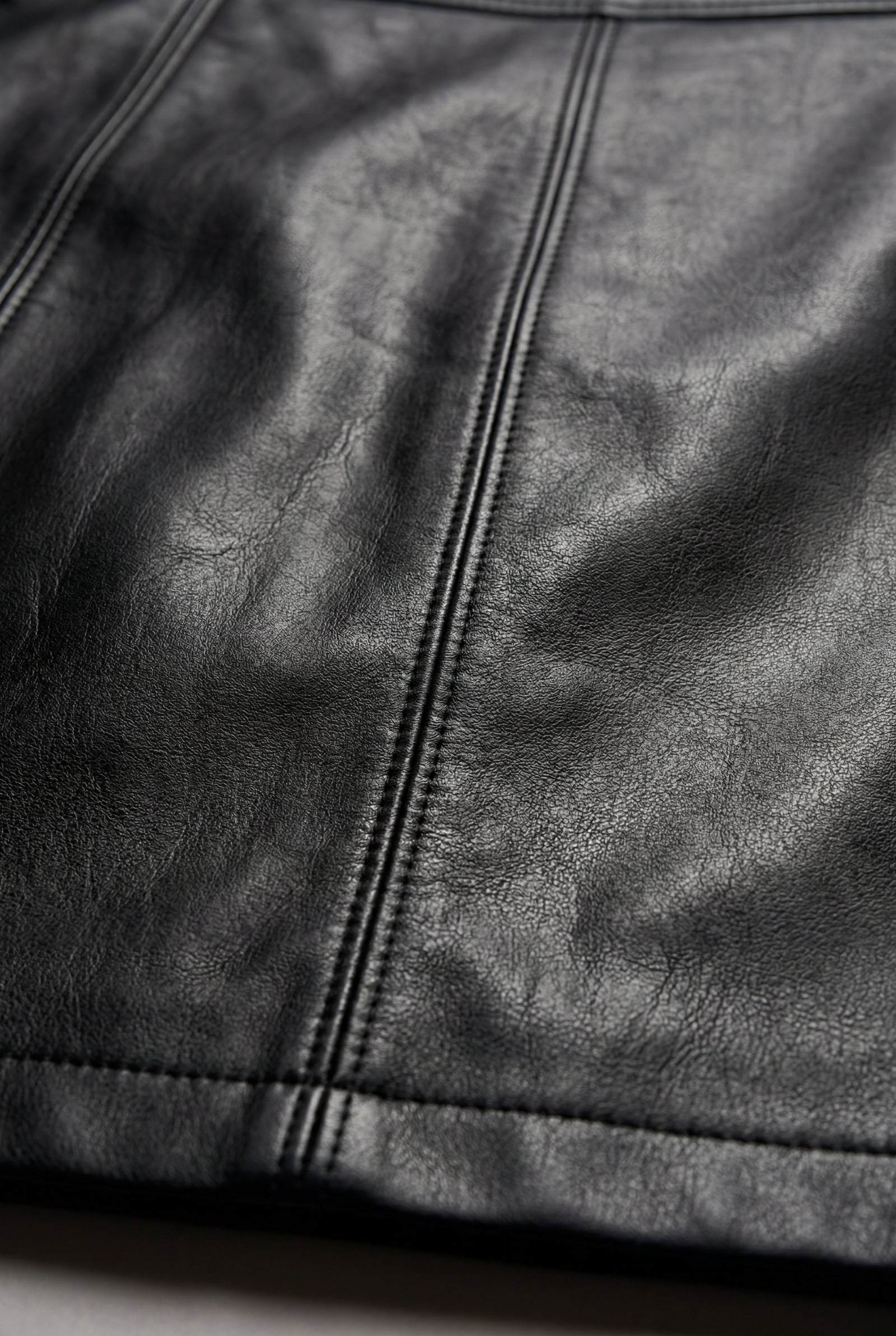 Black High-waisted Black A-line Pleather Mini Skirt - Photo 3