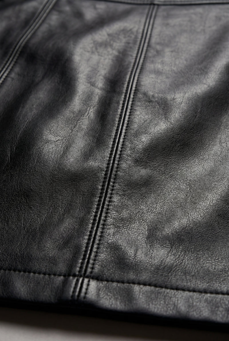 Black High-waisted Black A-line Pleather Mini Skirt - Photo 3