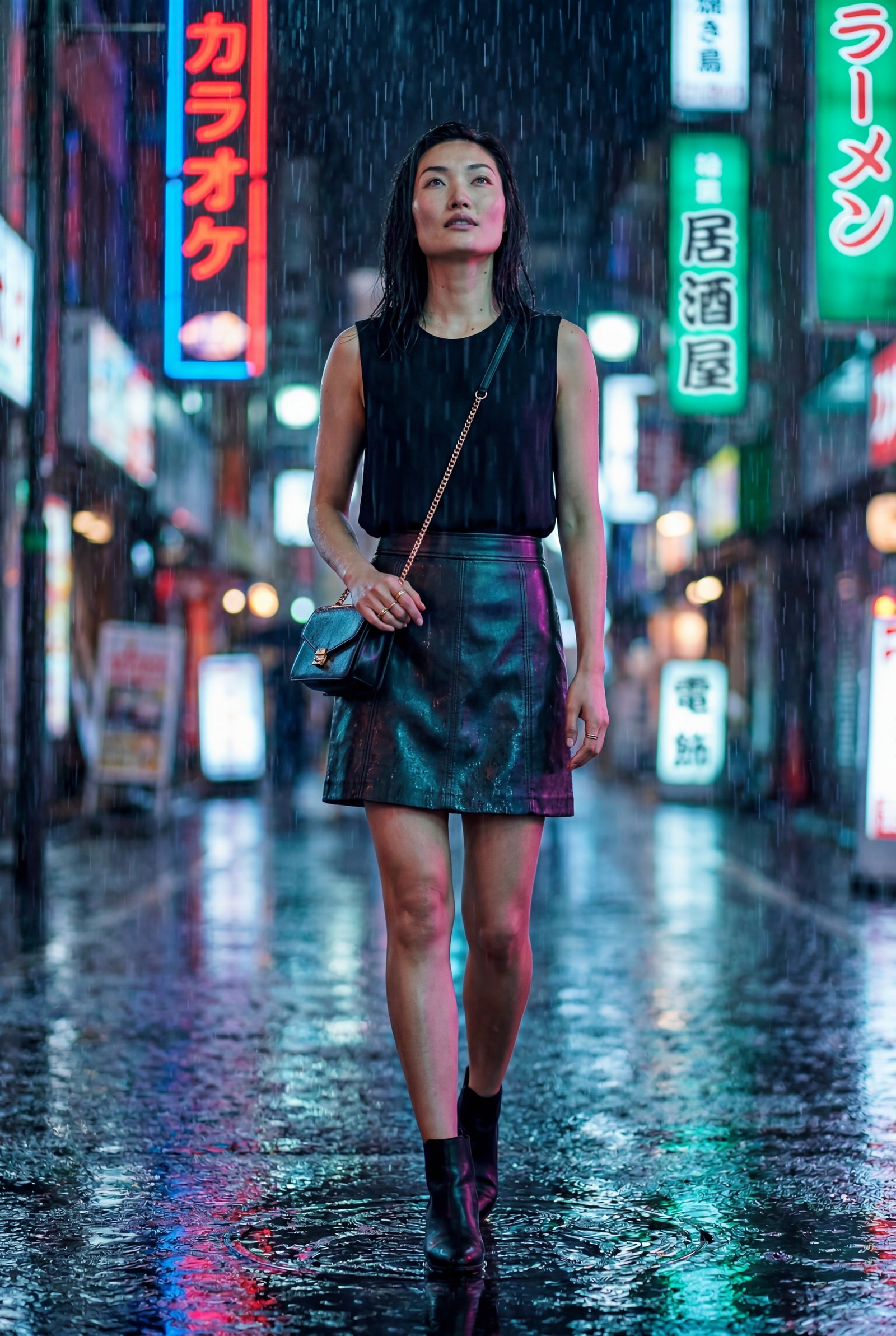 Black High-waisted Black A-line Pleather Mini Skirt - Photo 4