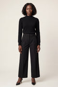 Black High-waisted Pleated Straight-leg Trousers - Straight cut trousers - Photo 2