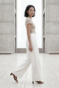White High-waisted Tailored Wide-leg Trousers with Creased Front - Wide leg trousers - Photo 5