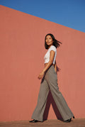 Light Gray High-waisted Tailored Wide-leg Trousers with Creased Front - Wide leg trousers - Photo 8