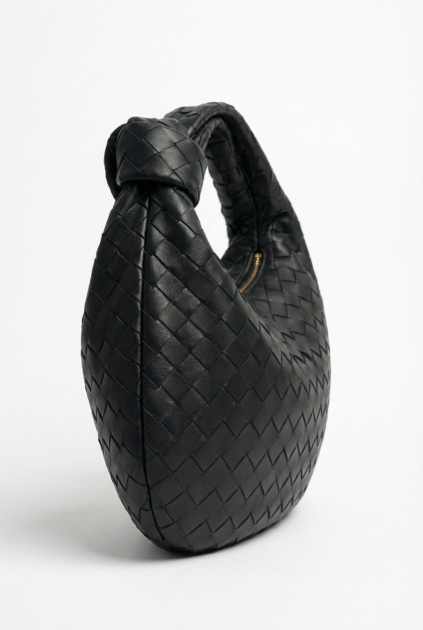 Black Hobo Tote Bag with Knotted Handle - Tote bags - Photo 1