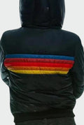 Hooded Color-Block Puffer Jacket in Black — back