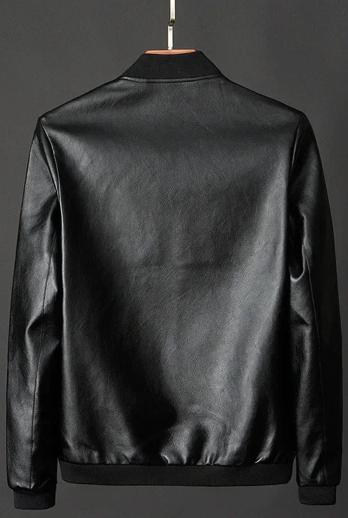 Leather Bomber Jacket in Black — back